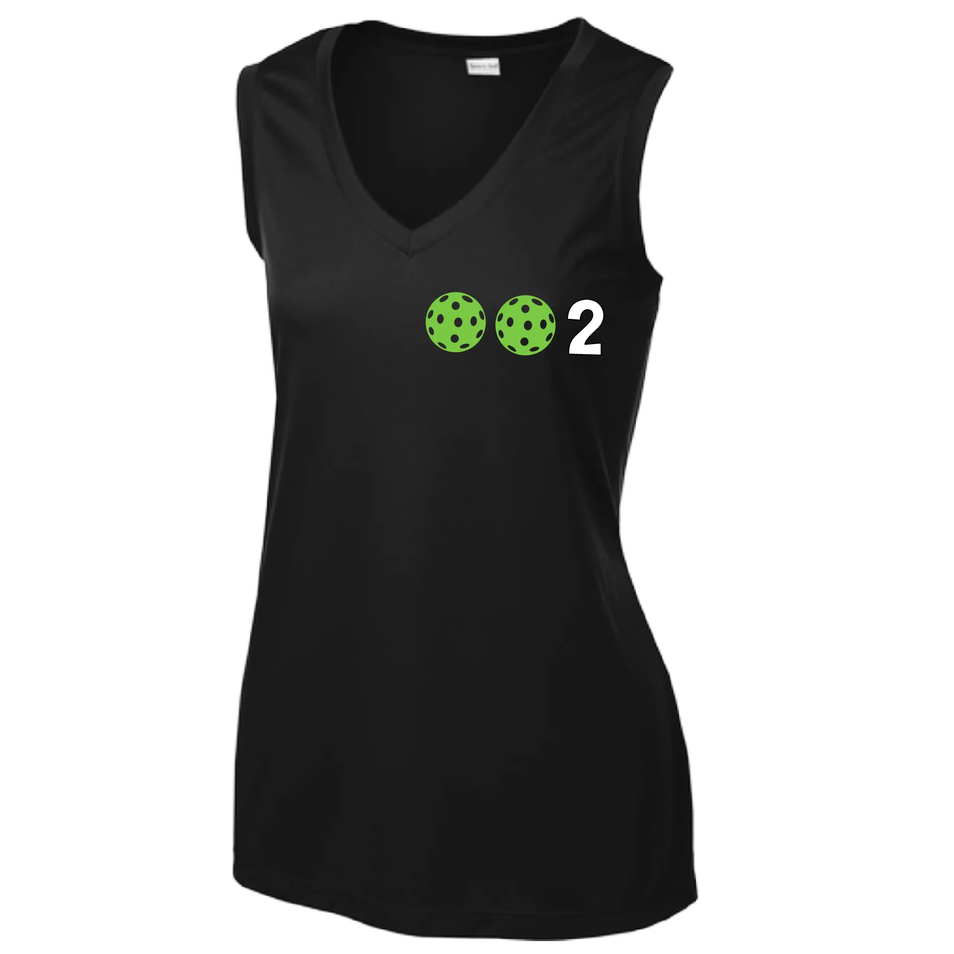 002 With Pickleballs (Yellow Green White Purple Pink) Customizable | Women’s Sleeveless Athletic Shirt | 100% Polyester