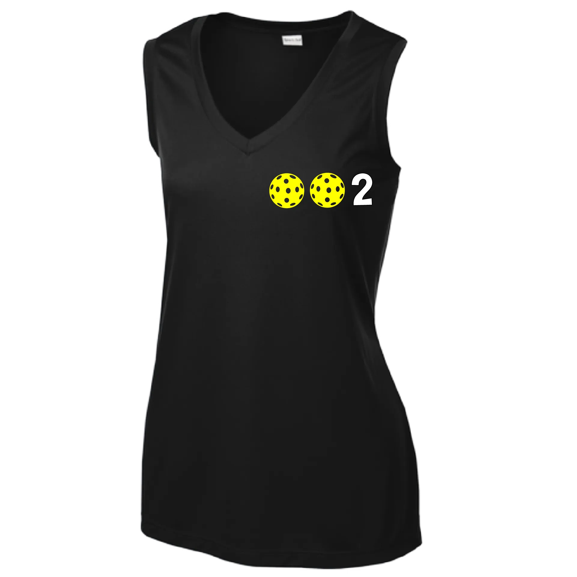 002 With Pickleballs (Yellow Green White Purple Pink) Customizable | Women’s Sleeveless Athletic Shirt | 100% Polyester