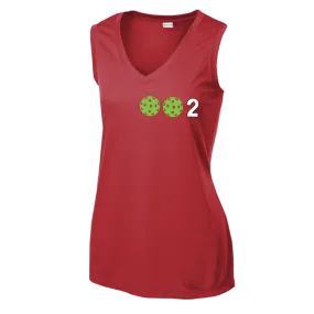 002 With Pickleballs (Yellow Green White Purple Pink) Customizable | Women’s Sleeveless Athletic Shirt | 100% Polyester