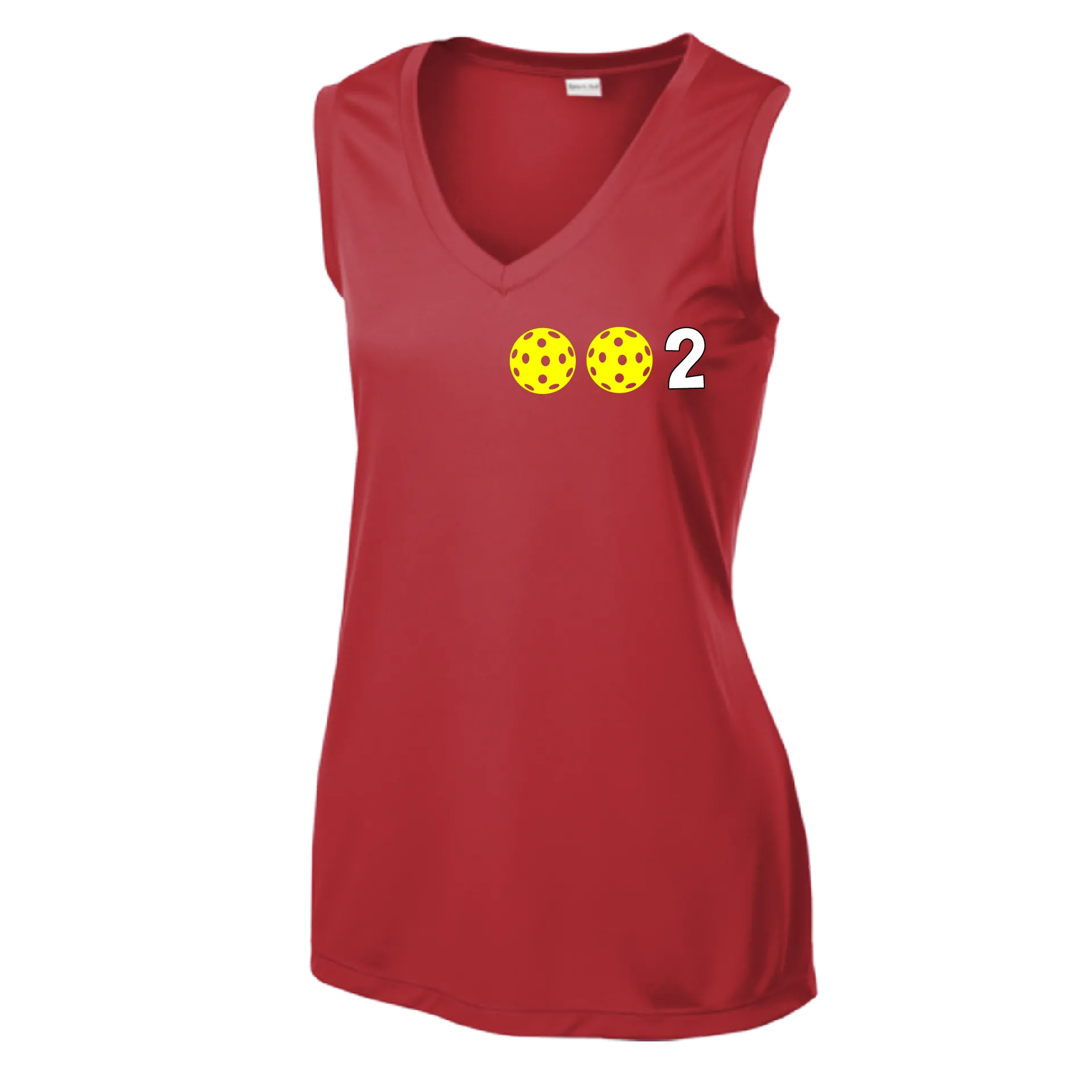 002 With Pickleballs (Yellow Green White Purple Pink) Customizable | Women’s Sleeveless Athletic Shirt | 100% Polyester