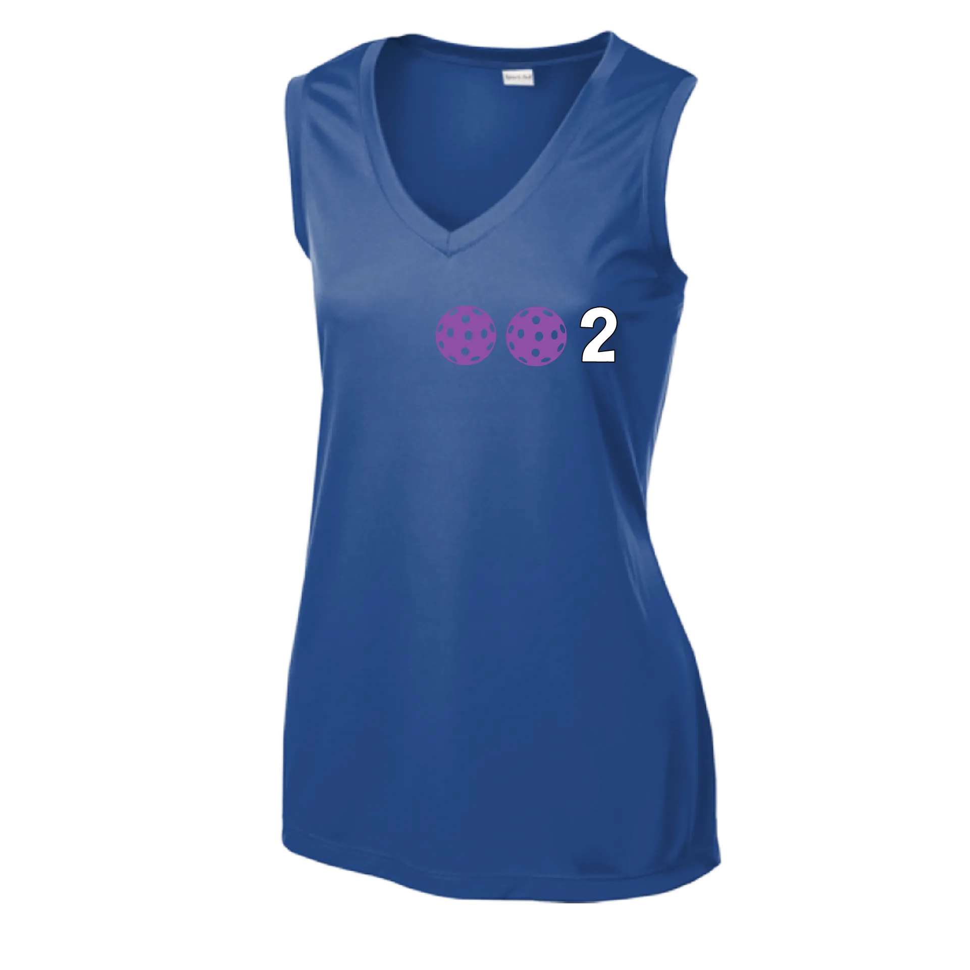 002 With Pickleballs (Yellow Green White Purple Pink) Customizable | Women’s Sleeveless Athletic Shirt | 100% Polyester