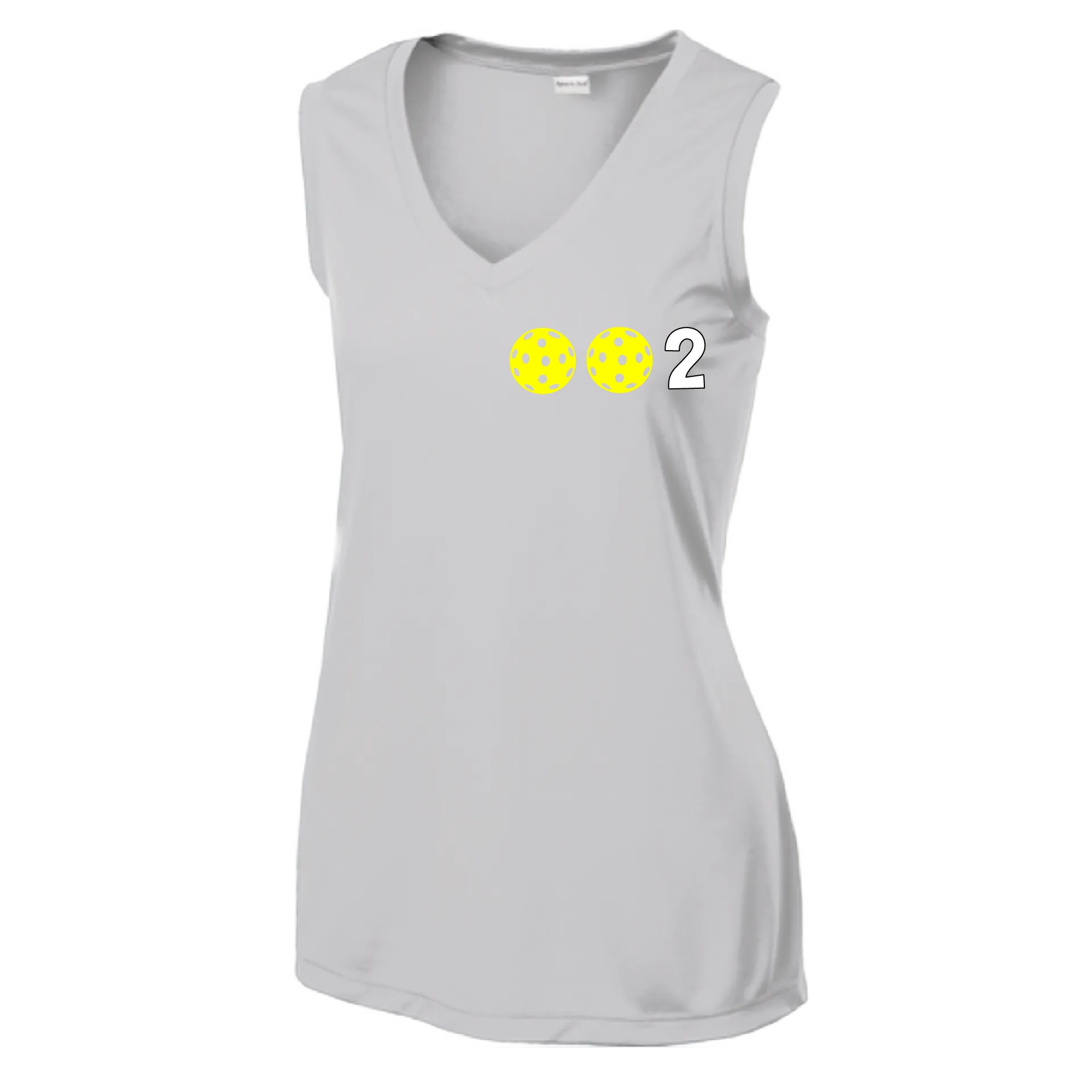 002 With Pickleballs (Yellow Green White Purple Pink) Customizable | Women’s Sleeveless Athletic Shirt | 100% Polyester