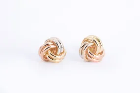 14k Tri-Tone Gold Knot Stud Earrings (1.04g.)