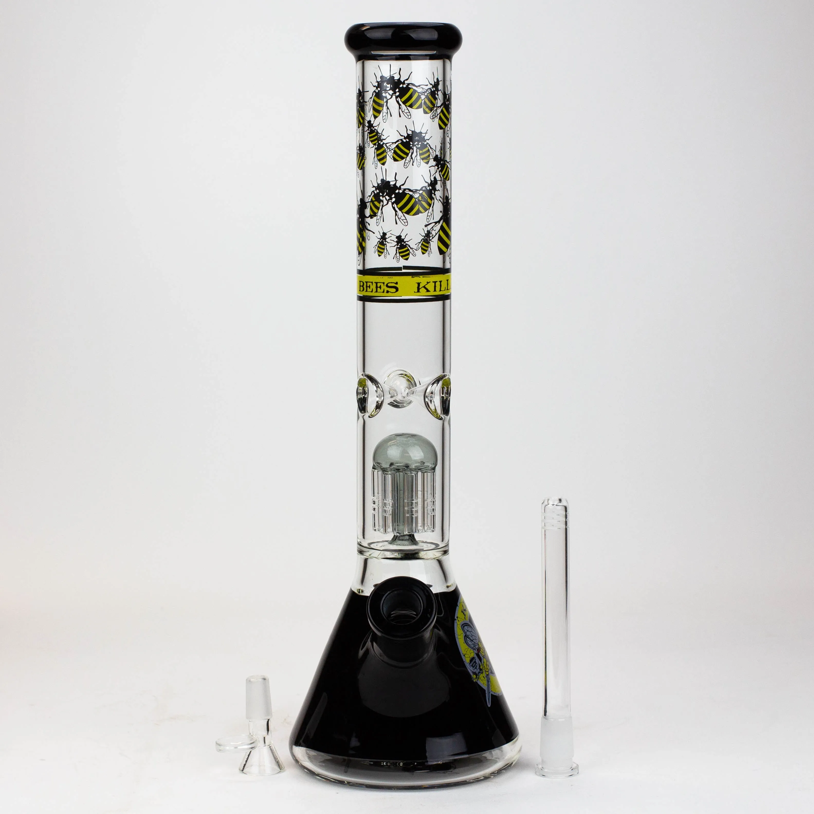 15.5" Killa Bees Glass Bong with Tree Arm Percolator