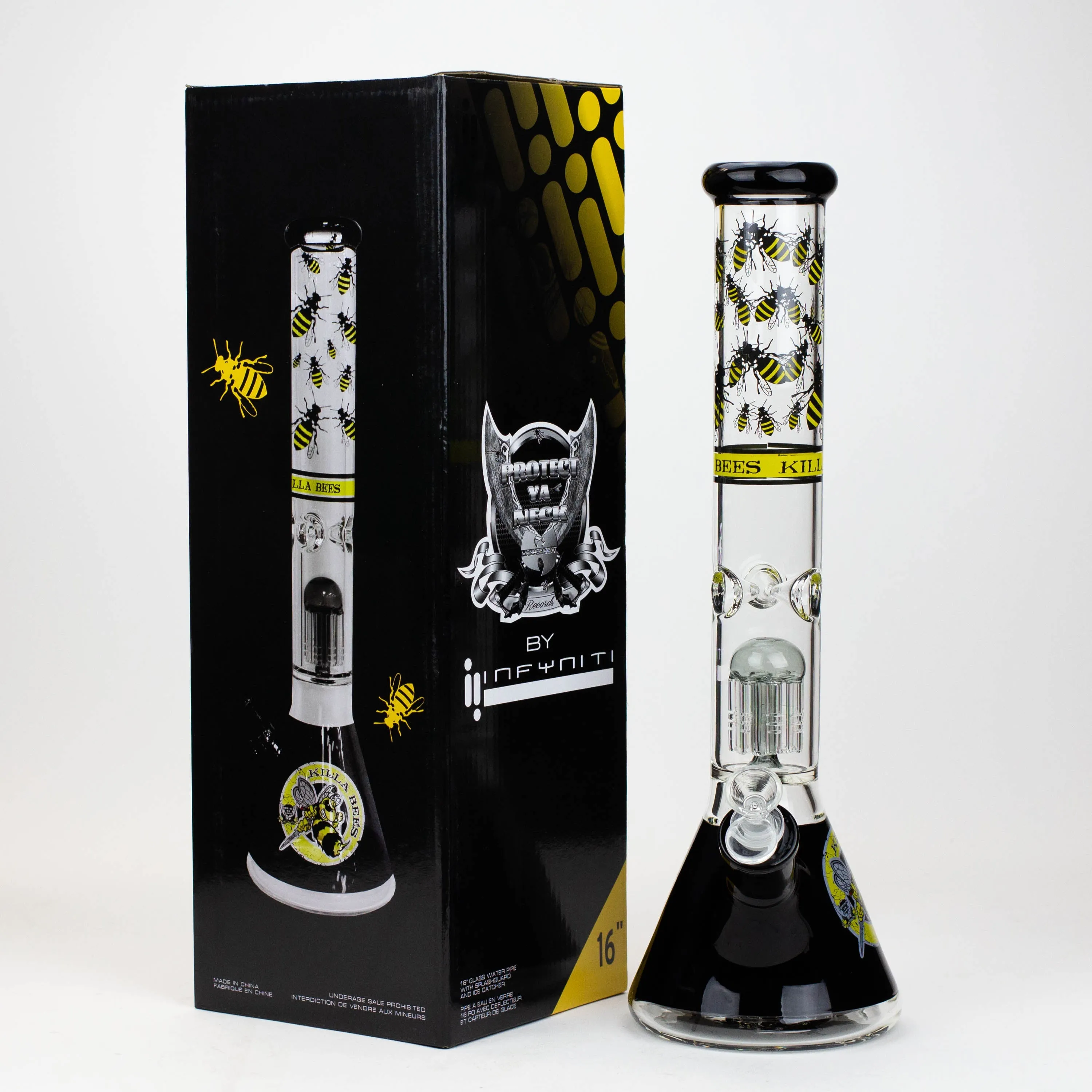 15.5" Killa Bees Glass Bong with Tree Arm Percolator