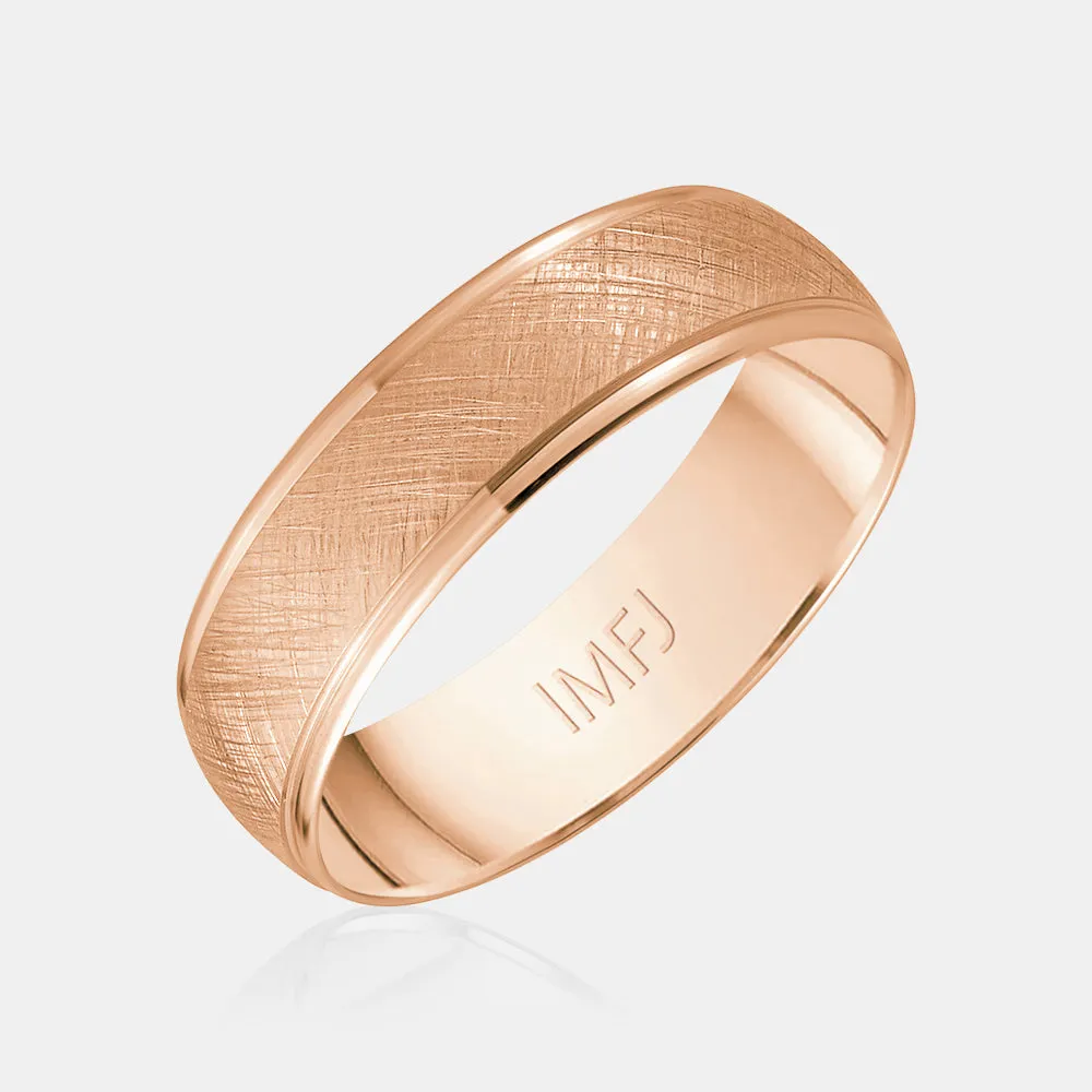 18K Satin Finish Rounded Wedding Band