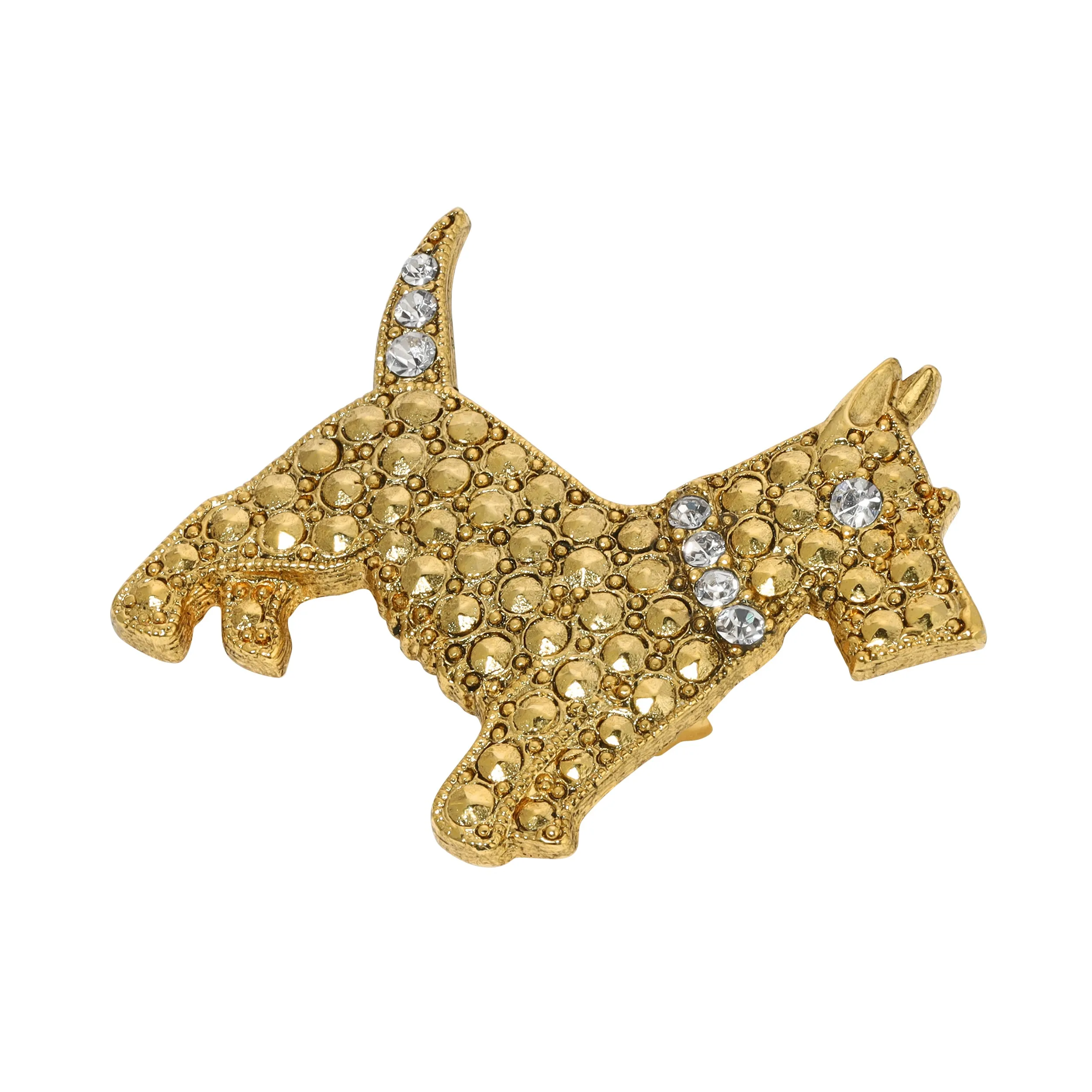 1928 Jewelry Deco Crystal Scottish Terrier Pin