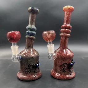 9 Bong Marble Color Frit Design Tilted Neck