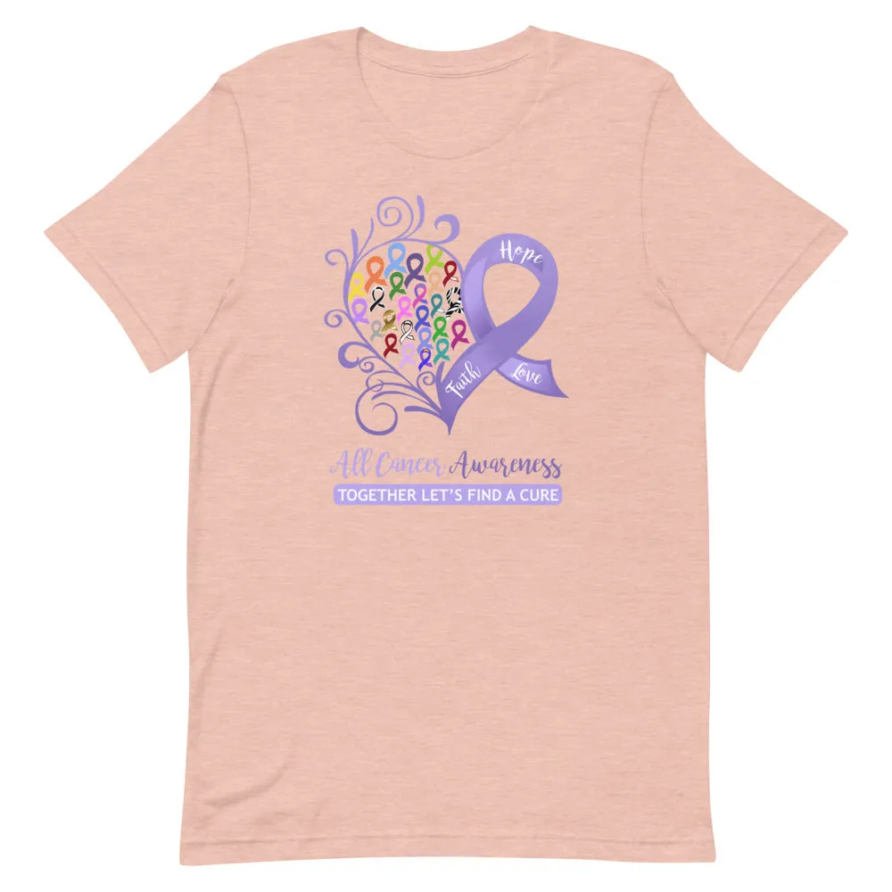 All Cancer Awareness Heart T-Shirt - Light Colors