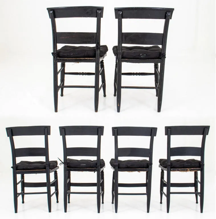 American Stenciled and Ebonized Side Chairs, 6