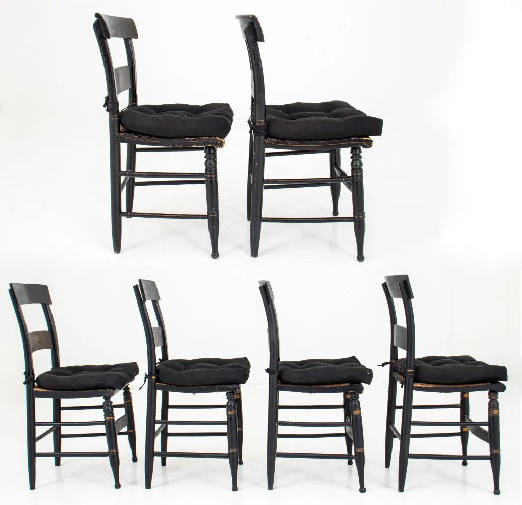 American Stenciled and Ebonized Side Chairs, 6