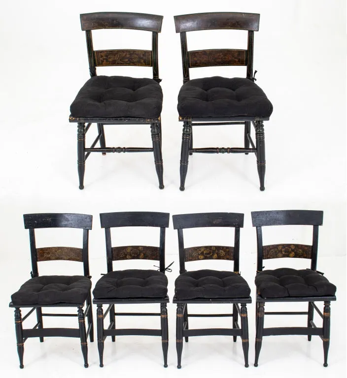 American Stenciled and Ebonized Side Chairs, 6