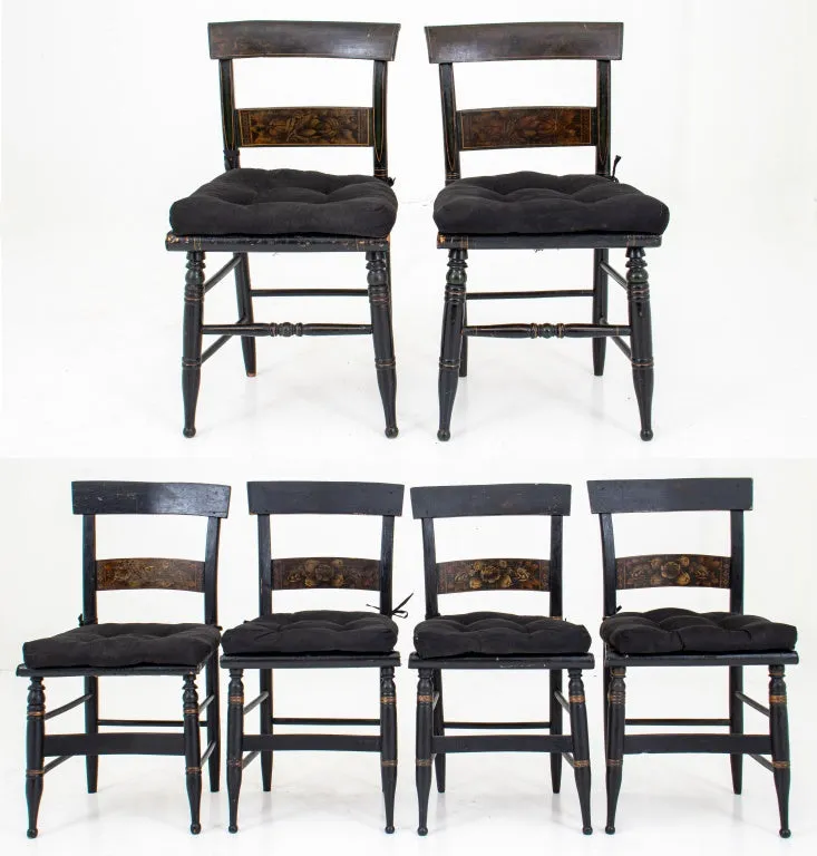 American Stenciled and Ebonized Side Chairs, 6