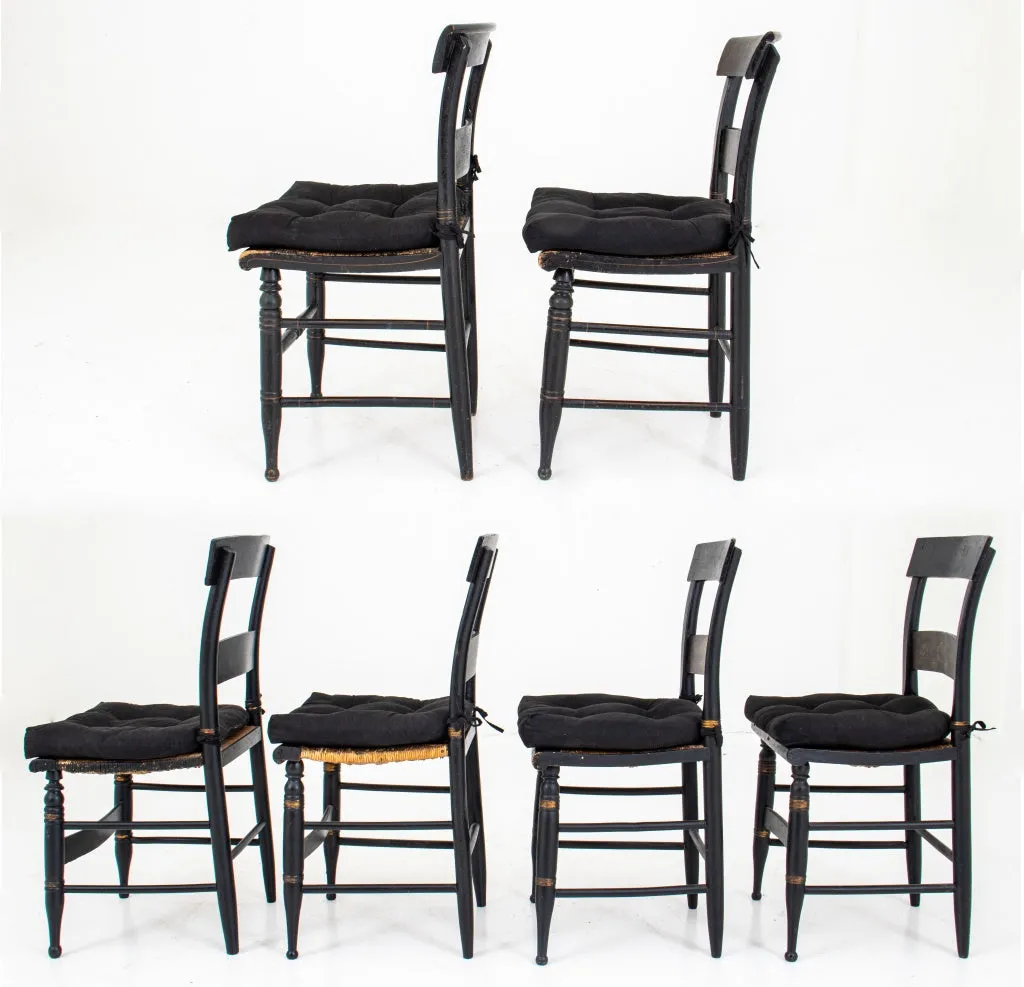 American Stenciled and Ebonized Side Chairs, 6