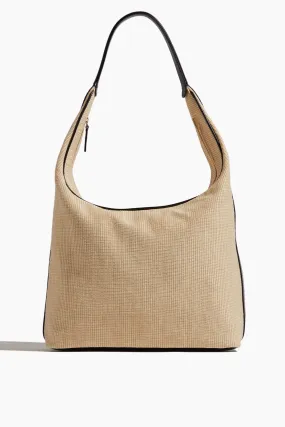 Ares Raffia Hobo Bag in Black/Beige