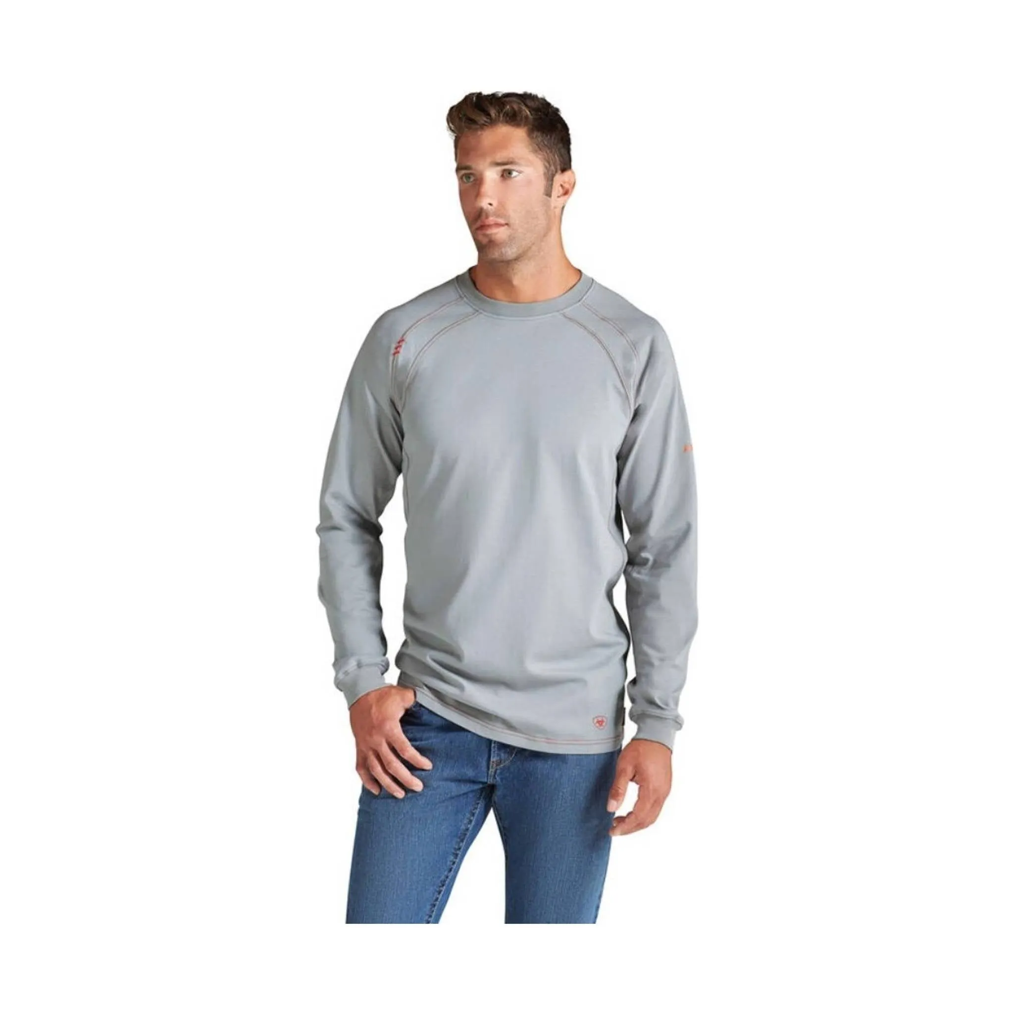 Ariat Men's Flame Resistant Work Crew Long Sleeve T-Shirt - Gray