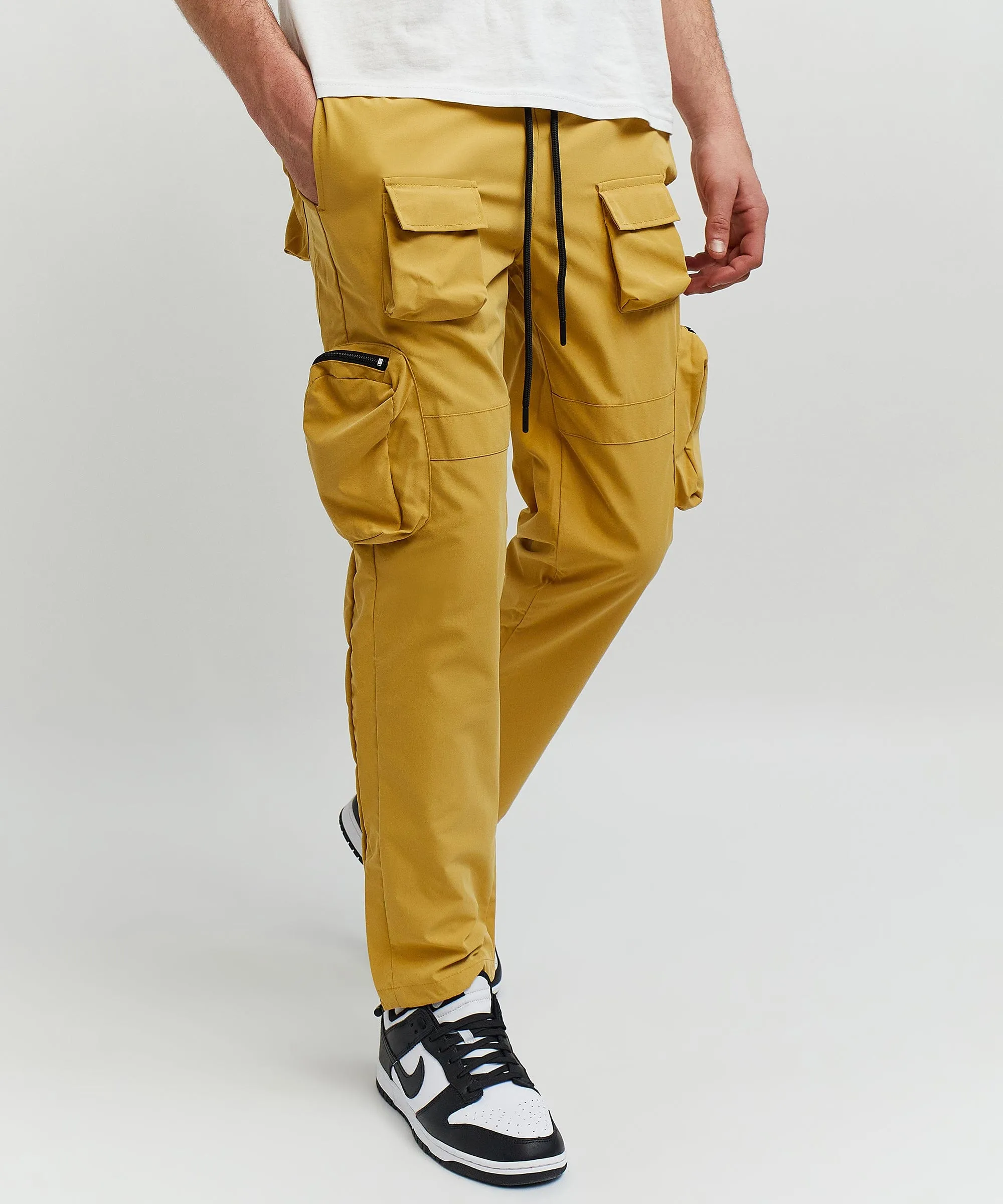 Bader Cotton Twill Color Block Utility Joggers - Tan