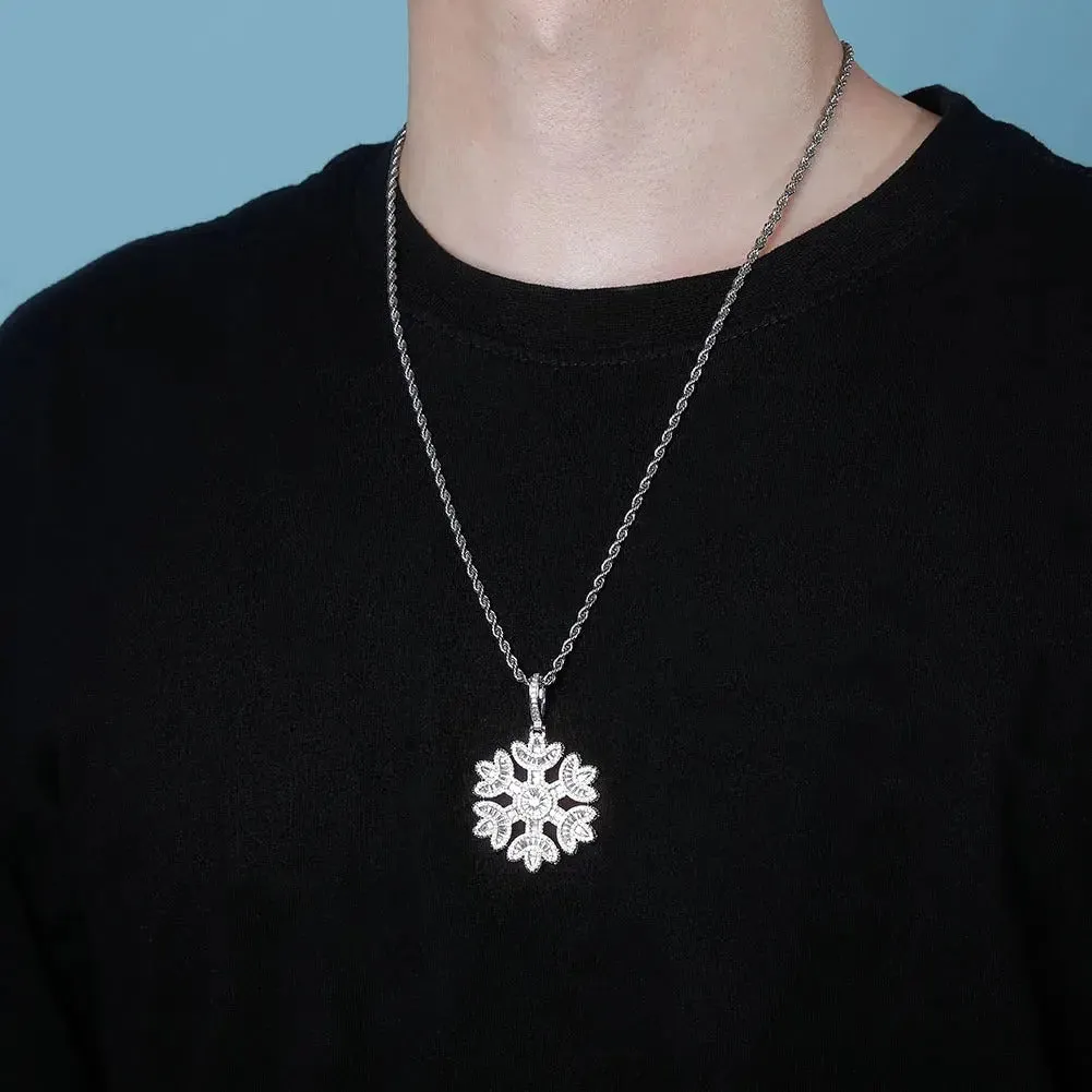 Baguette Diamond Snowflake Pendant