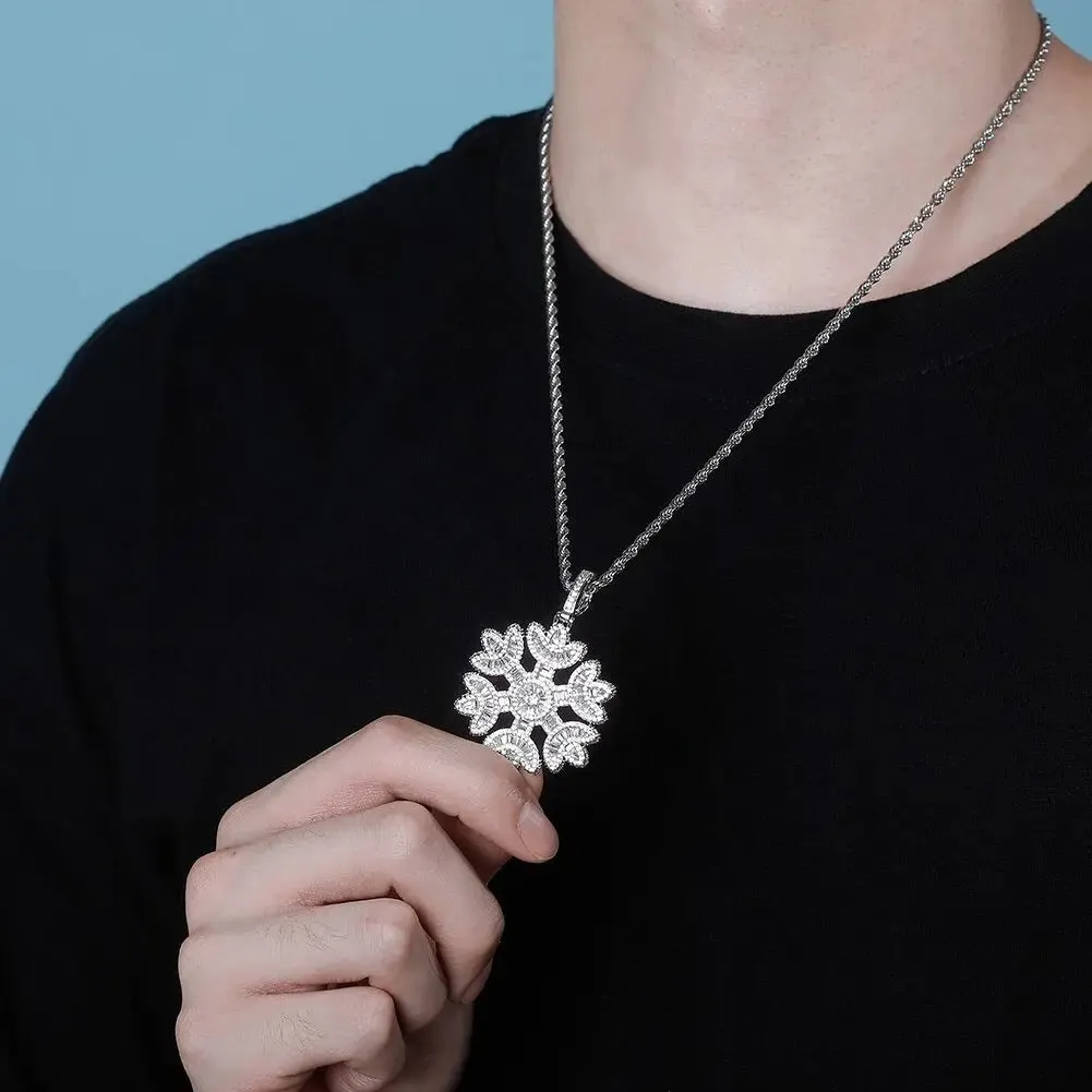 Baguette Diamond Snowflake Pendant