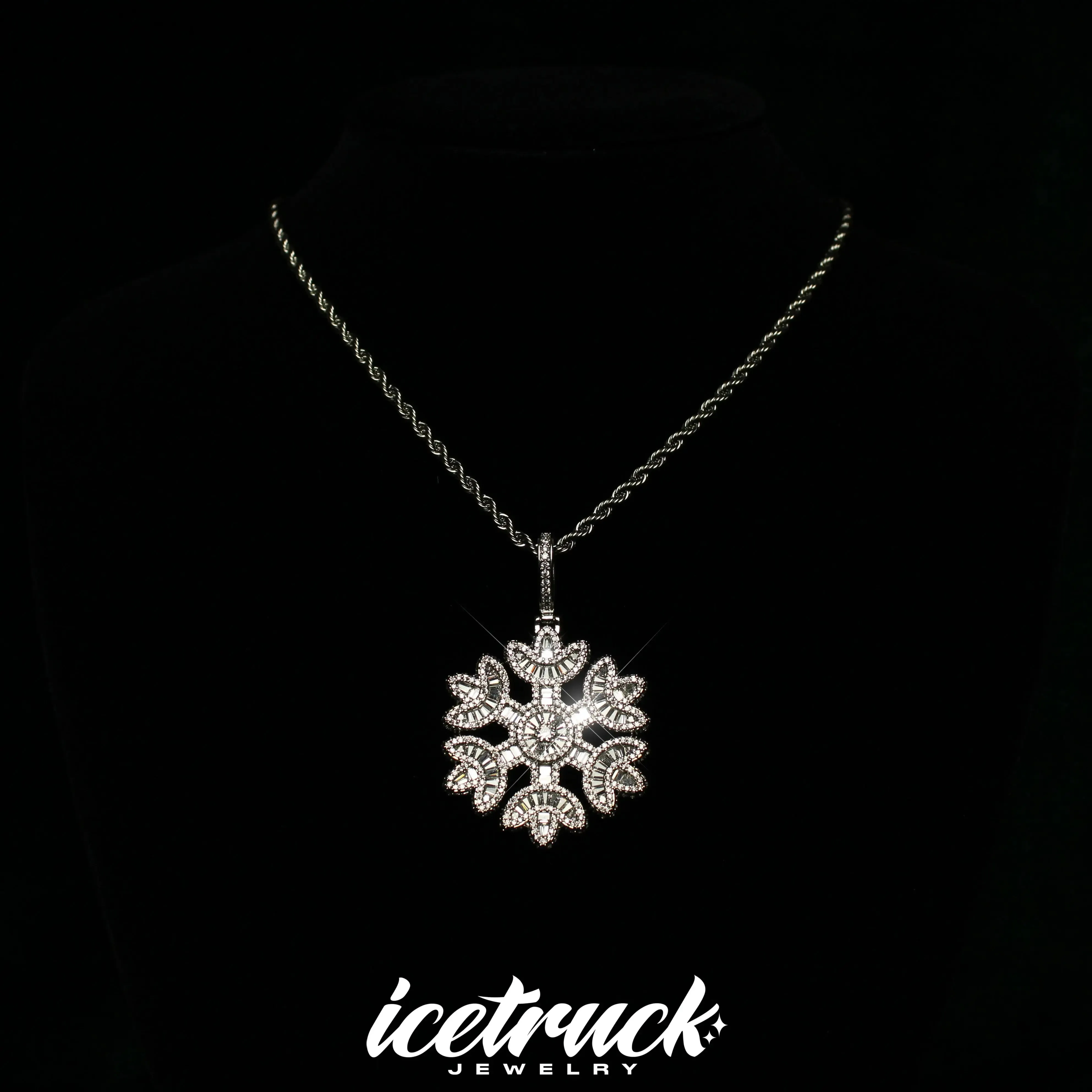 Baguette Diamond Snowflake Pendant