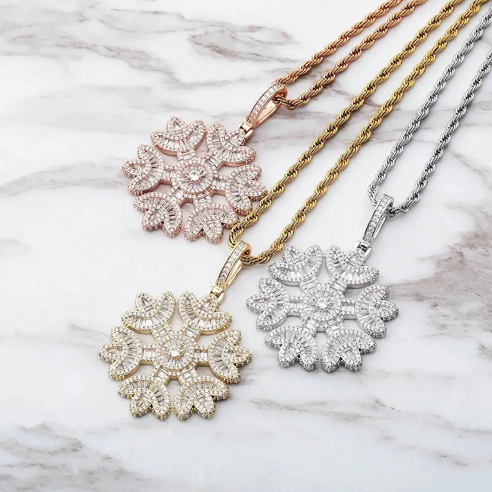 Baguette Diamond Snowflake Pendant