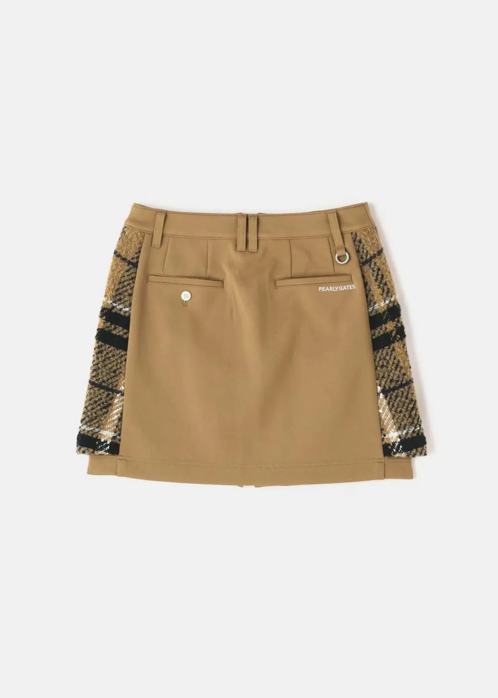 Beige TEXBRID Knit Check Skirt