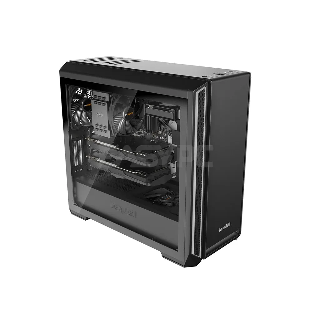 BeQuiet Silent Base 601 Window Black and Silver Mid Tower Case Tempered Glass,2x 140mm Fans Two preinstalled Pure Wings 2 140mm fans 4JTP