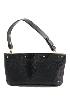 Black Vegetable Tanned Leather Short Bag Strap