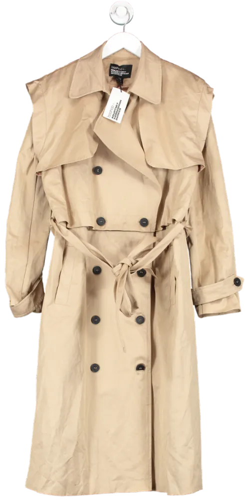 boohoo Beige Kourtney Kardashian Barker Multiway Trench Coat UK 10