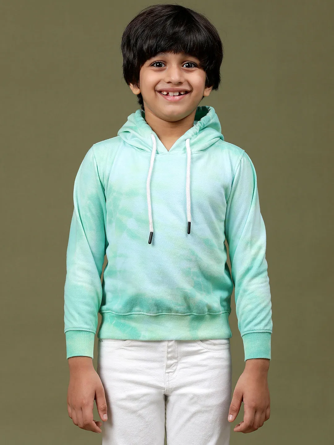 Boys Multi Color Cotton Tie and Dye Sweatshirt