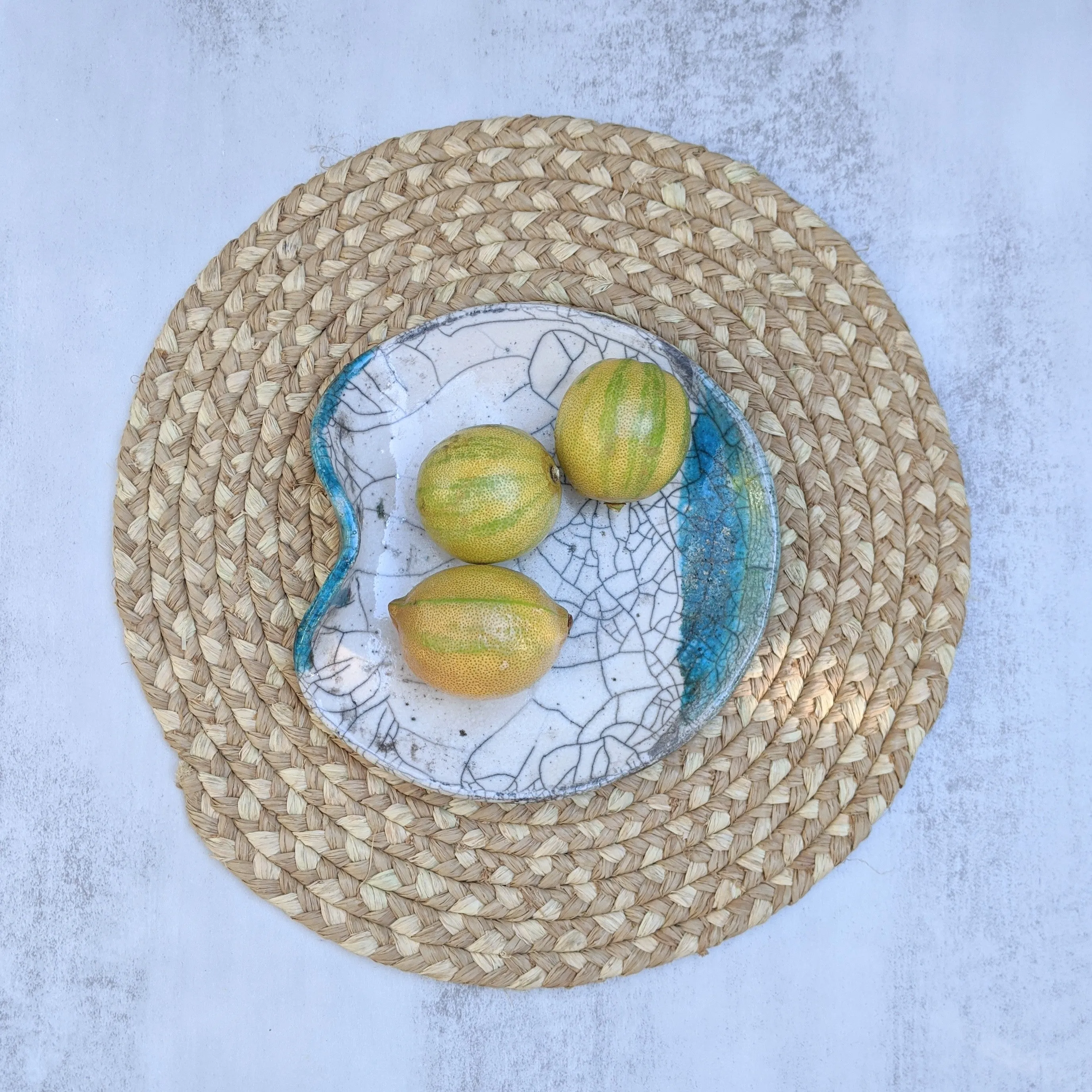 Braided natural raffia round placemats | Natural & Tan | Neutral Colors | Soava