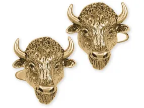 Buffalo Cufflinks Jewelry 14k Gold Handmade Bison Cufflinks BUF-CLG