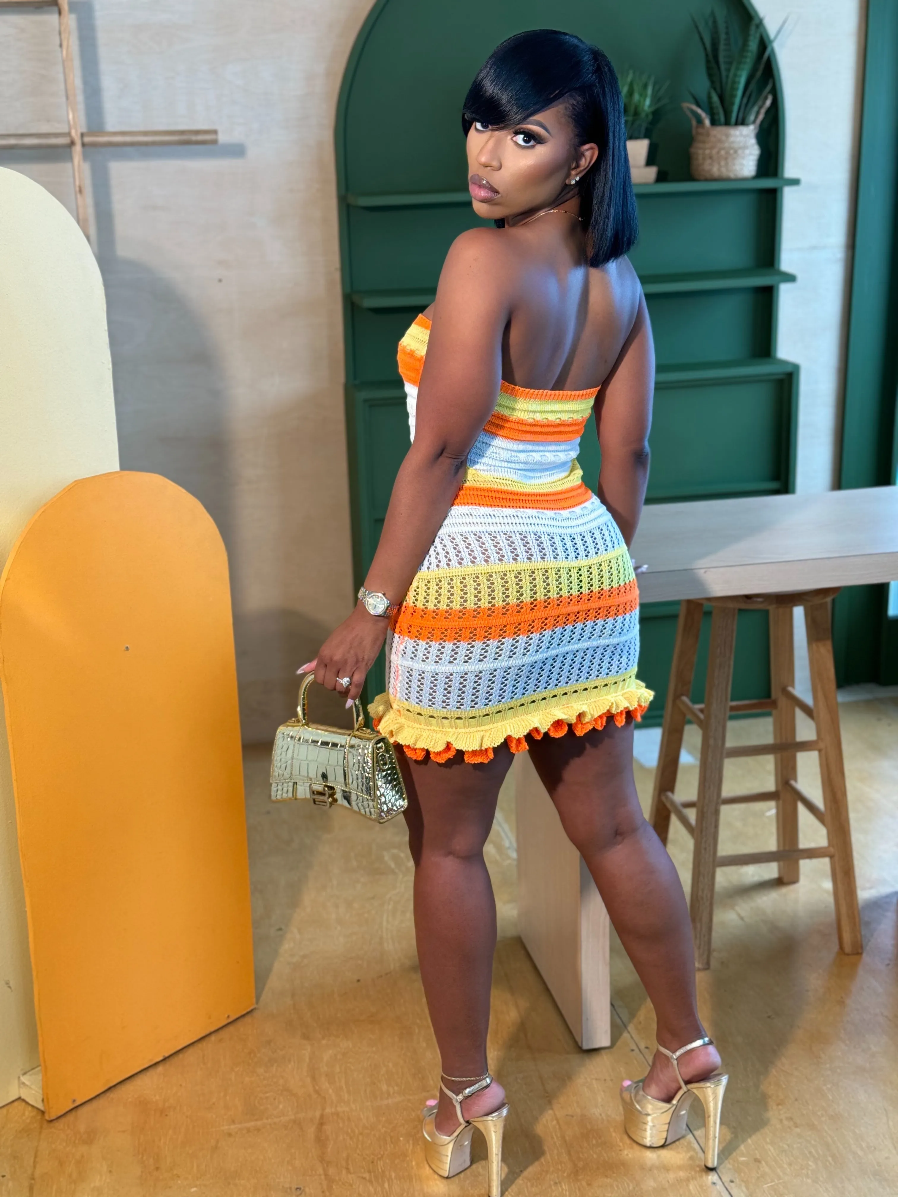 Cassie Dress (orange/white/yellow)