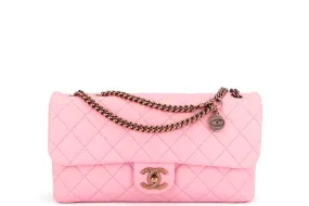 Chanel Quilted Pink Calf Leather Zippy Compartment Shoulder Bag (1875xxxx) width 28cm, Gold Chain, with Card & Dust Cover