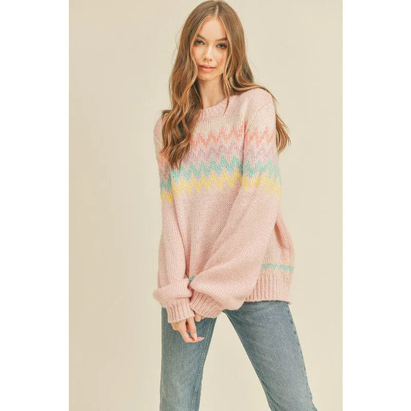 Colorful Zigzag Striped Knit Sweater