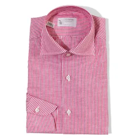 Cotton/Linen Candy Stripe Spread Collar Shirt