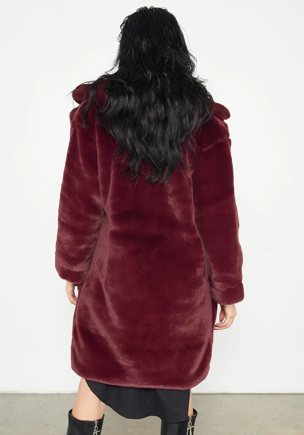 Creature Oversized Fur Coat - Plum