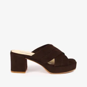 Dark brown women's suede sandal