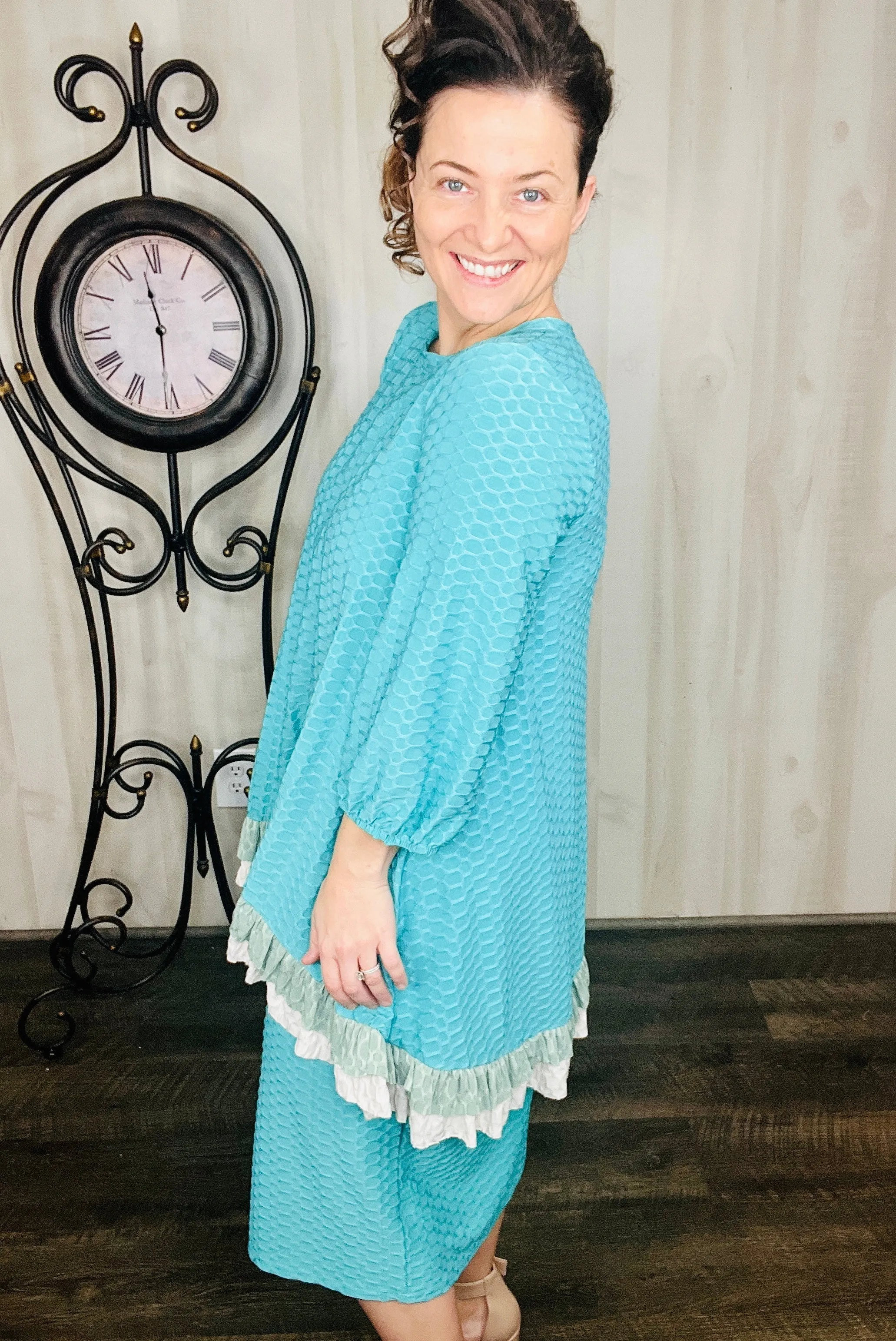 Deborah Honeycomb Fabric Tunic-Mint or Pink