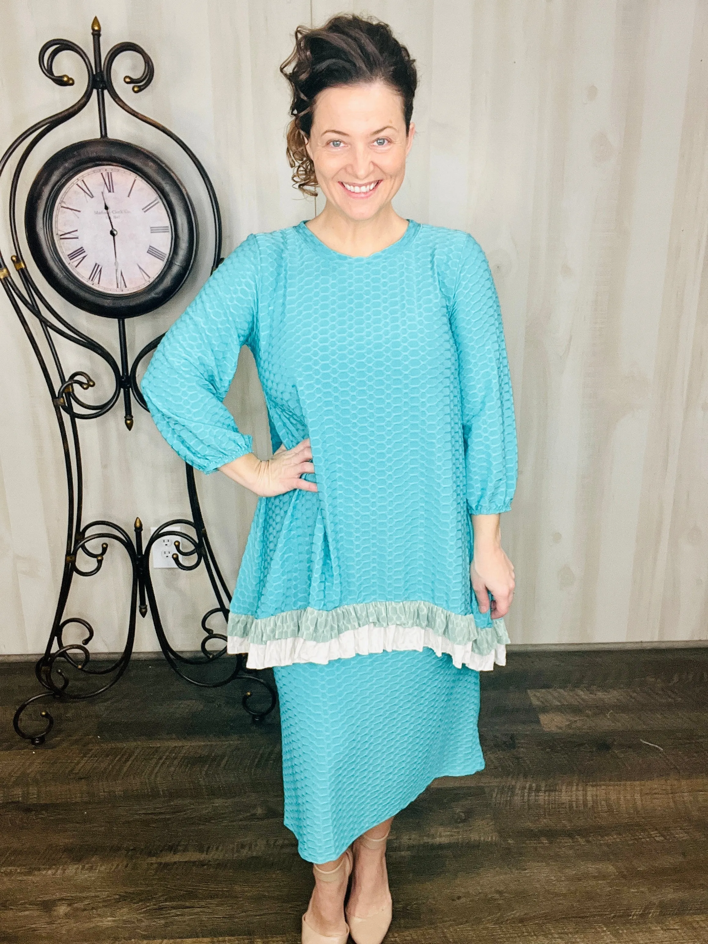 Deborah Honeycomb Fabric Tunic-Mint or Pink