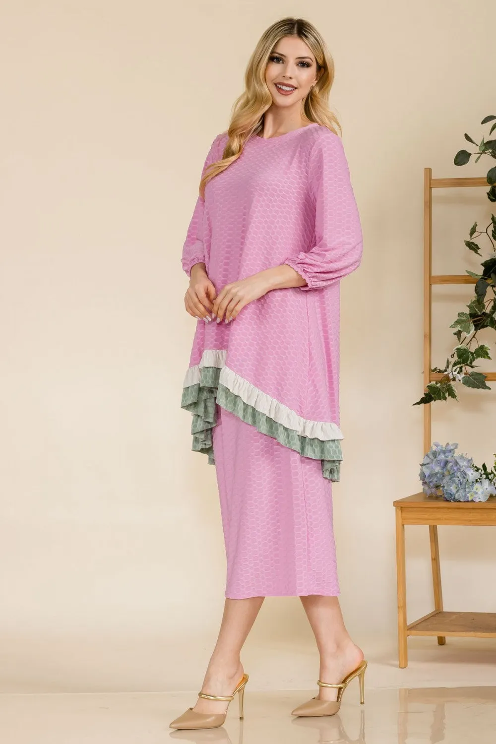 Deborah Honeycomb Fabric Tunic-Mint or Pink