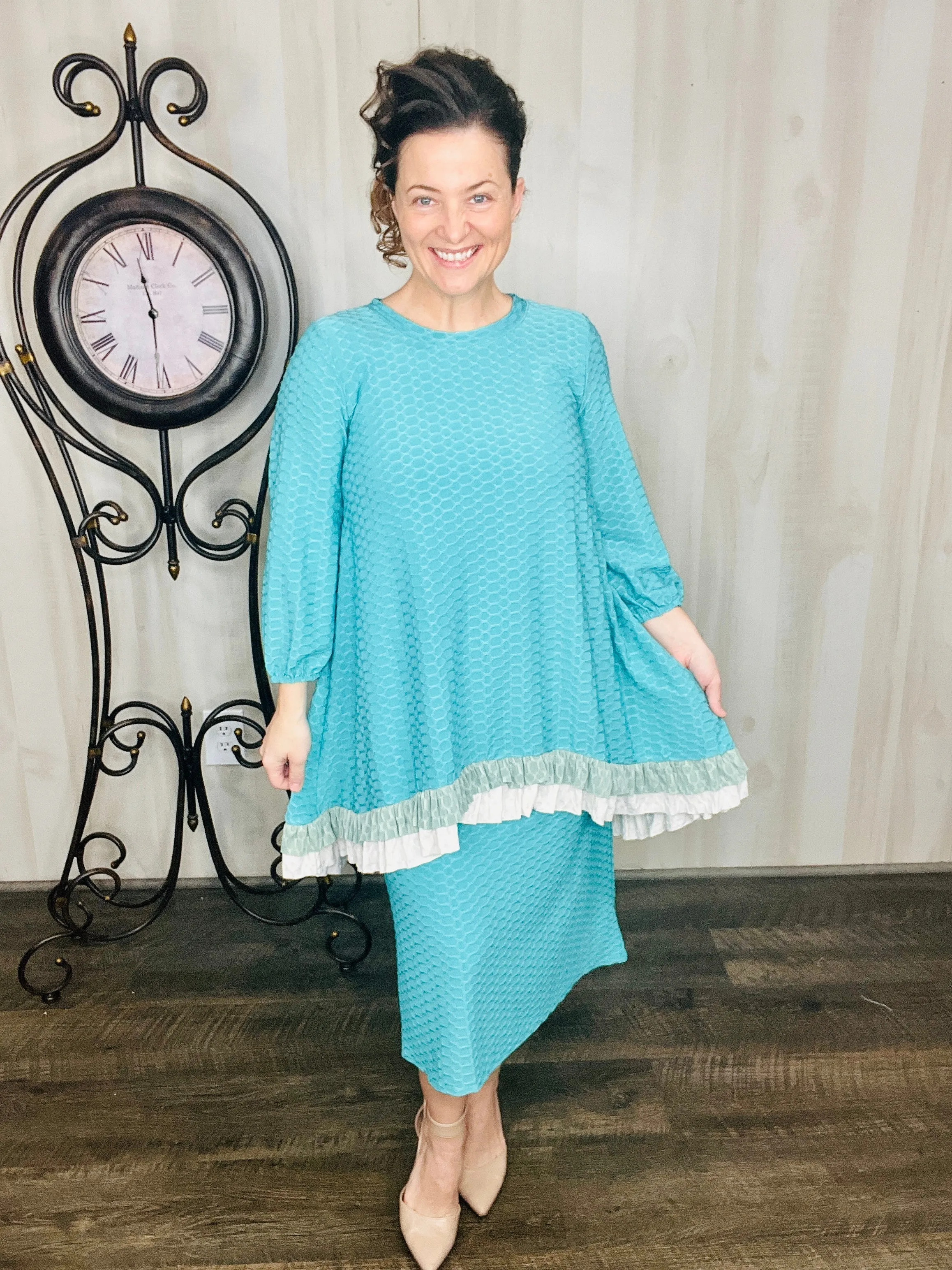 Deborah Honeycomb Fabric Tunic-Mint or Pink