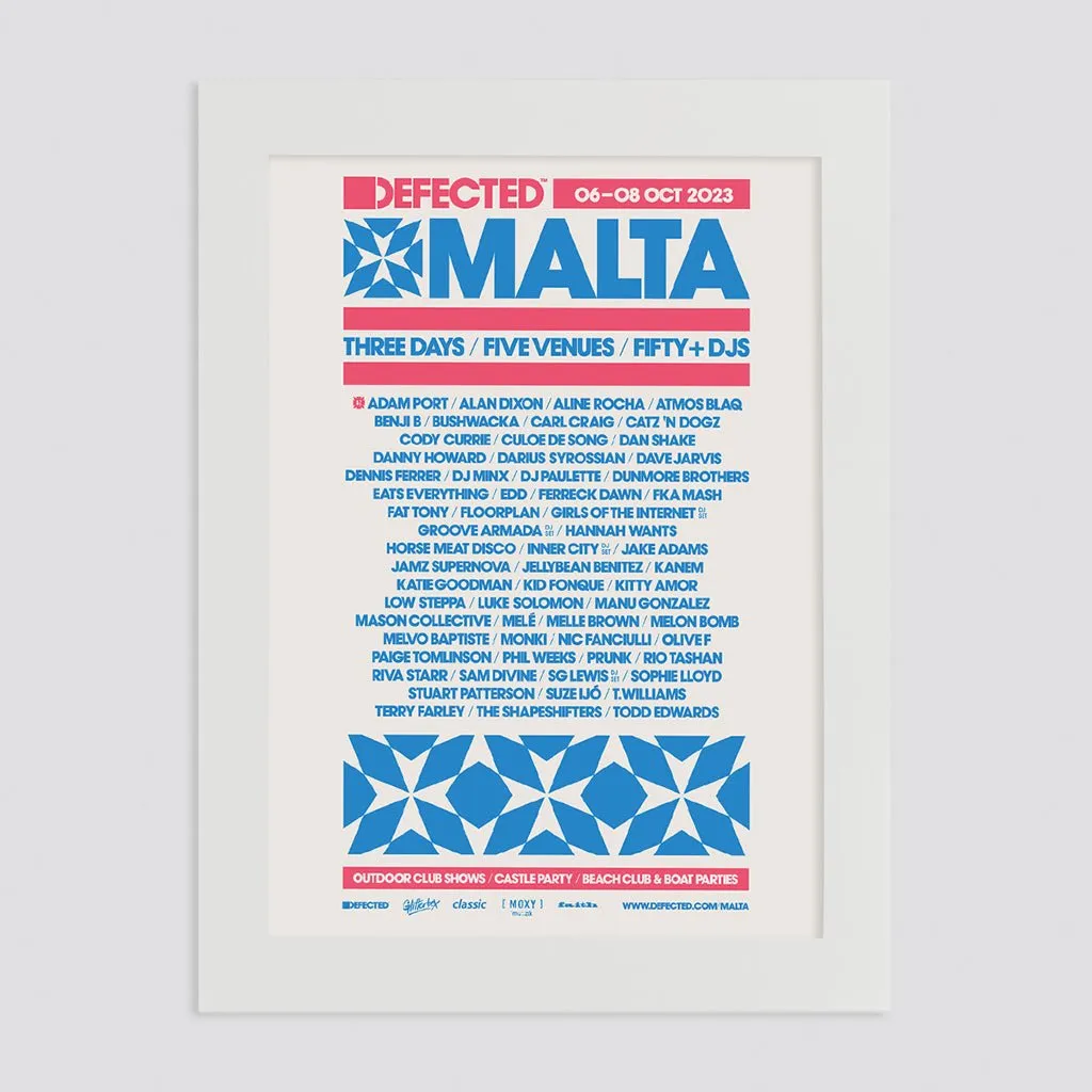 Defected Malta 2023 Line-Up Print