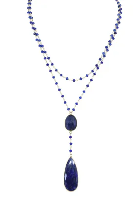 Double Diana Denmark Necklace in Sapphire with Sapphire Drop