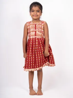 Elegant Maroon Soft Cotton Frock For Baby Girls