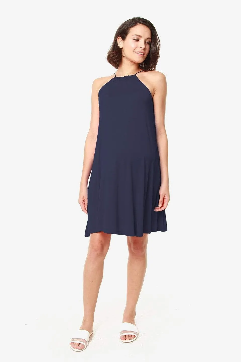 Fianna Sleeveless Bamboo Cotton Nursing Dress Navy