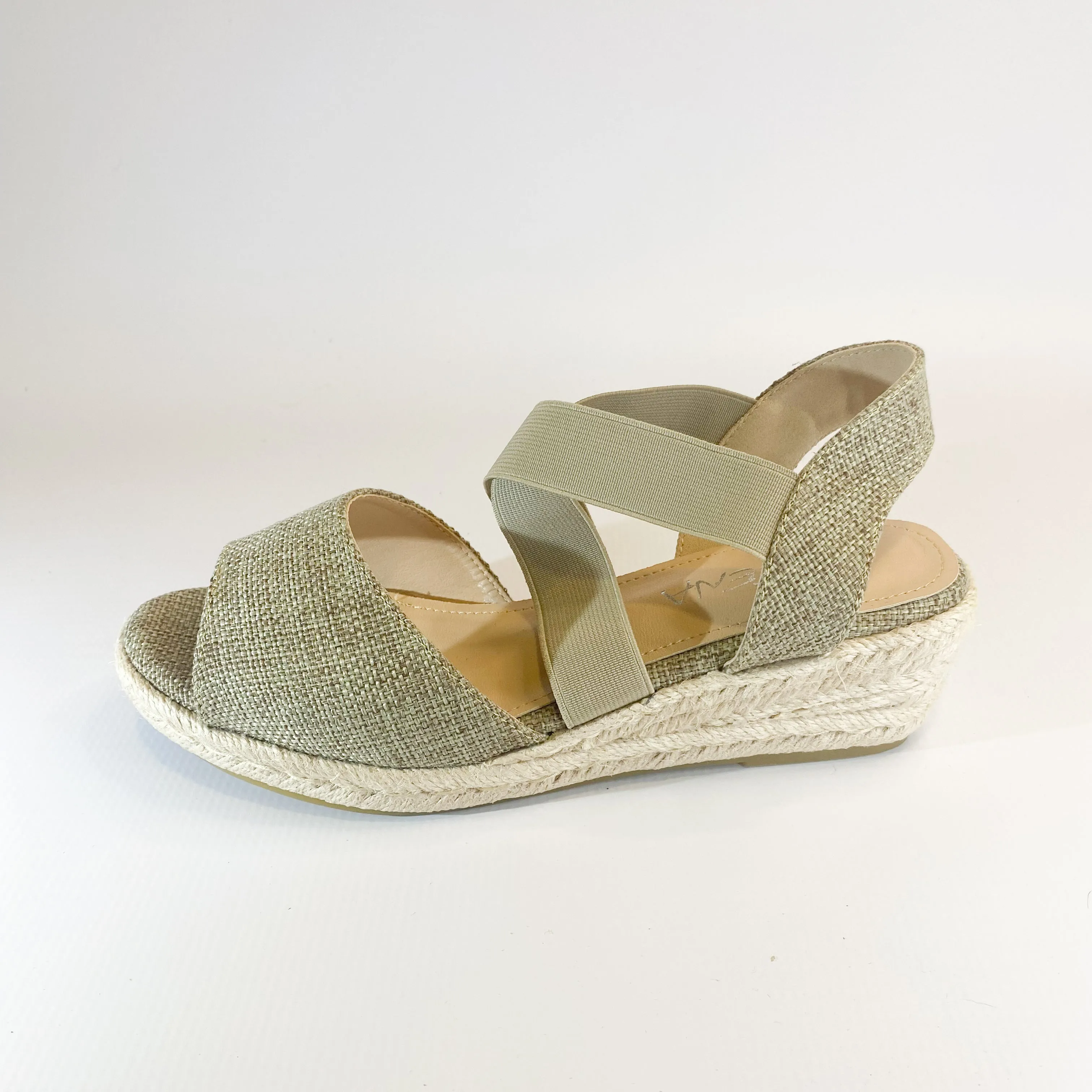 Geena taupe elasticated wedge