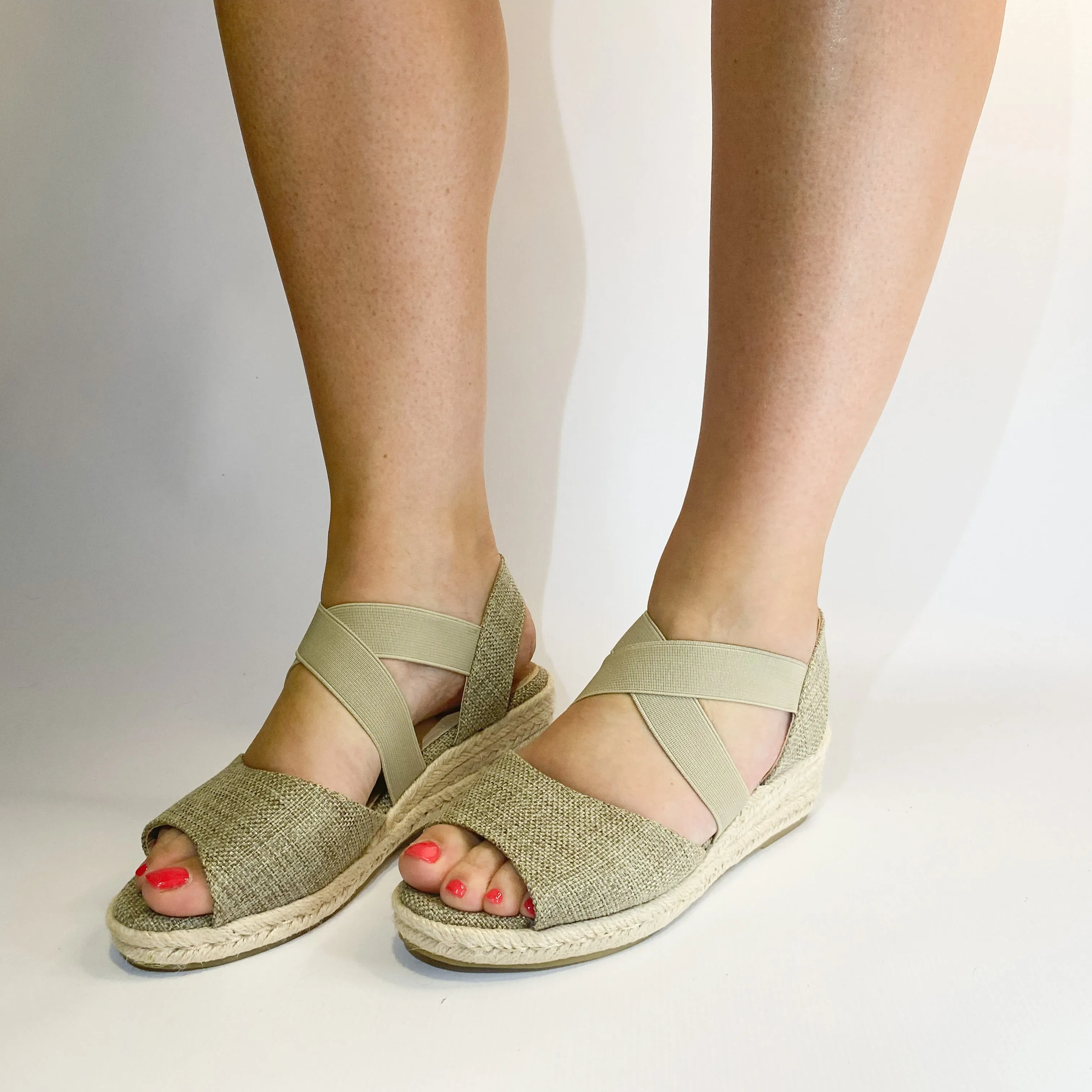 Geena taupe elasticated wedge