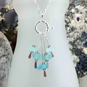 Gentle Glow Aqua and Seafoam Sea Glass Sea Spray Necklace | #1672