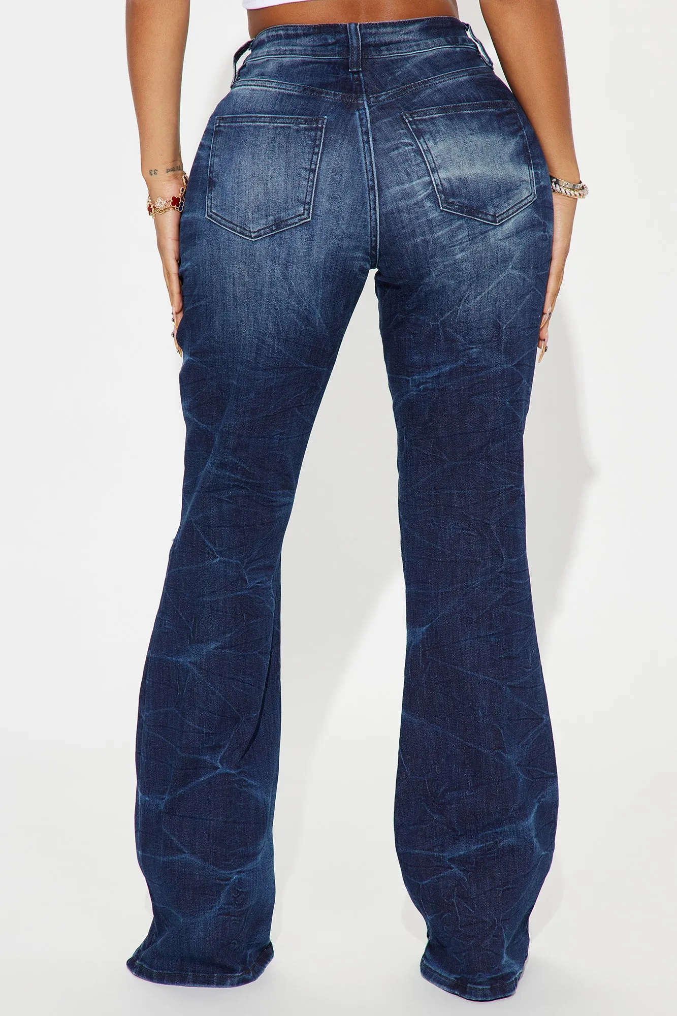 Get The Memo Stretch Flare Jeans - Dark Wash